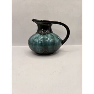 Vintage Blue Mountain Pottery 4" Pitcher Blue Green Drip Glaze Made in Canada